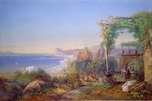Castela e a Baía de Baia, Pozzuoli, 1866 (aquarela e guache sobre papel)